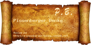 Pissenberger Benke névjegykártya